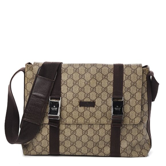 Authentic Gucci GG Supreme Web Canvas Sherry Messenger Bag Monogram Flap Tote - Picture 2 of 14